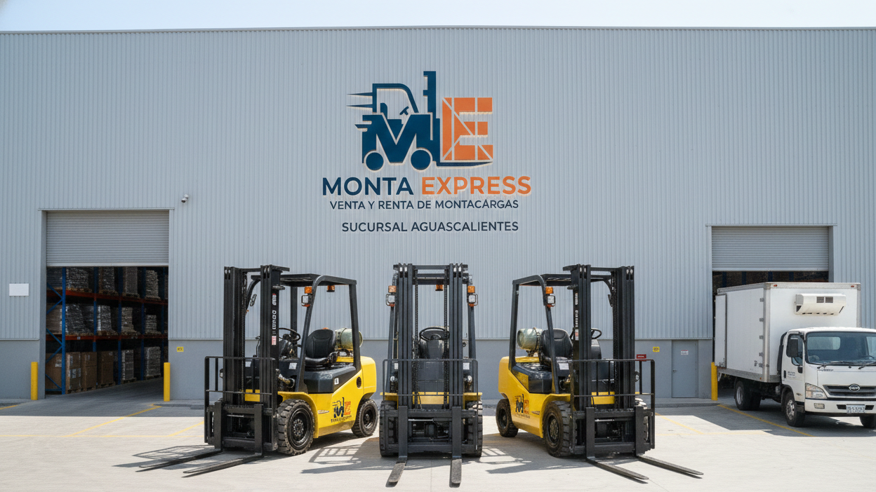 Montacargas maniobrando mercancía en un almacén